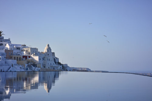 The biggest infinity panoramic pool in Fira which is  exclusively reserved for the clients of the Villa Bordeaux.