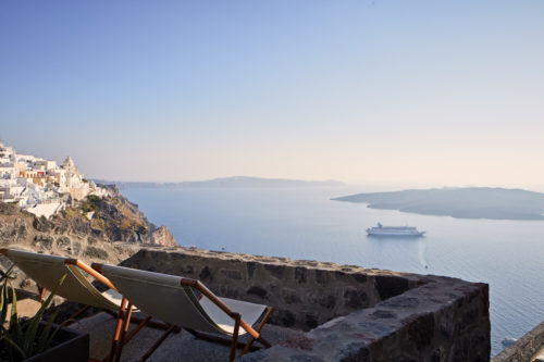 Esteemed guests staying at Villa Bordeaux are welcome to dive in the tranquil waters of their private pool, relax in the elegant environs, dine al fresco and experience utmost privacy and attention while gazing at the shimmering Aegean Sea and the volcano.