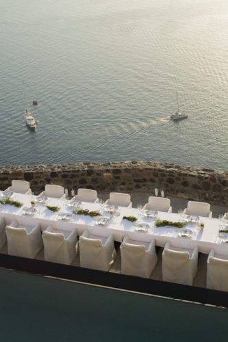 Villa Bordeaux is the ultimate place for luxury weddings in Santorini as it harmoniously combines a breadth of high-end luxuries with a majestic setting and the most incredible views to the Caldera, the sea and sunset.